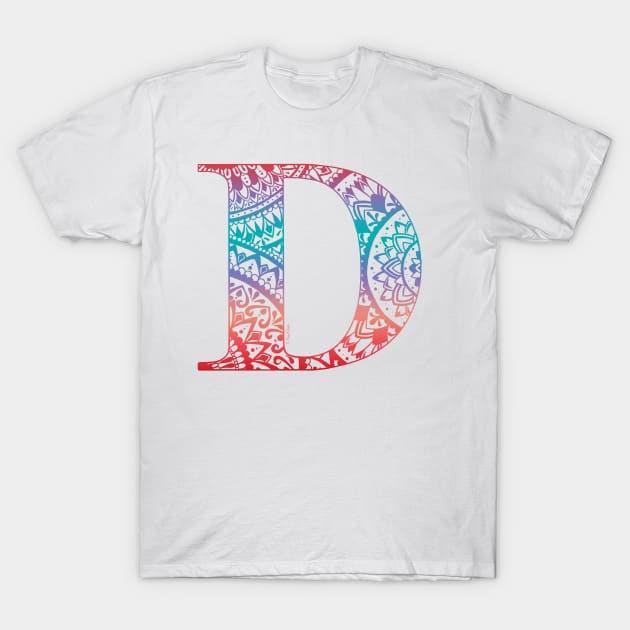 Mandala Letter D - Sunset T-Shirt by Shaseldine